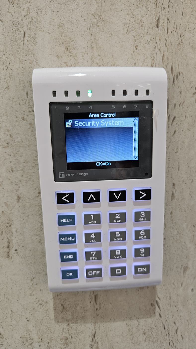 Commercial alarm keypad on a Bosch security system in Melbourne