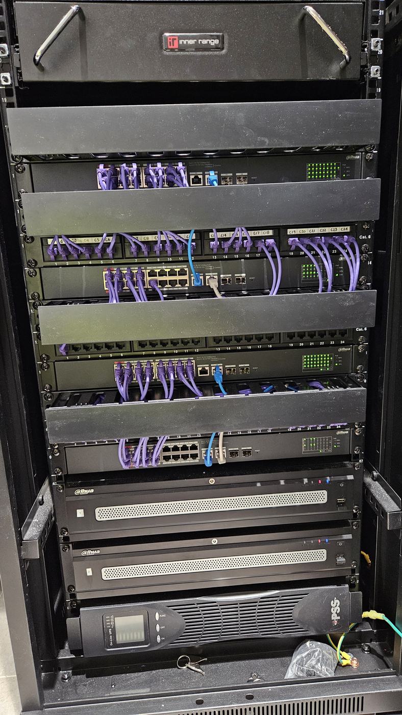 Building comms room rack and fibre patching Building comms room rack and fibre patching