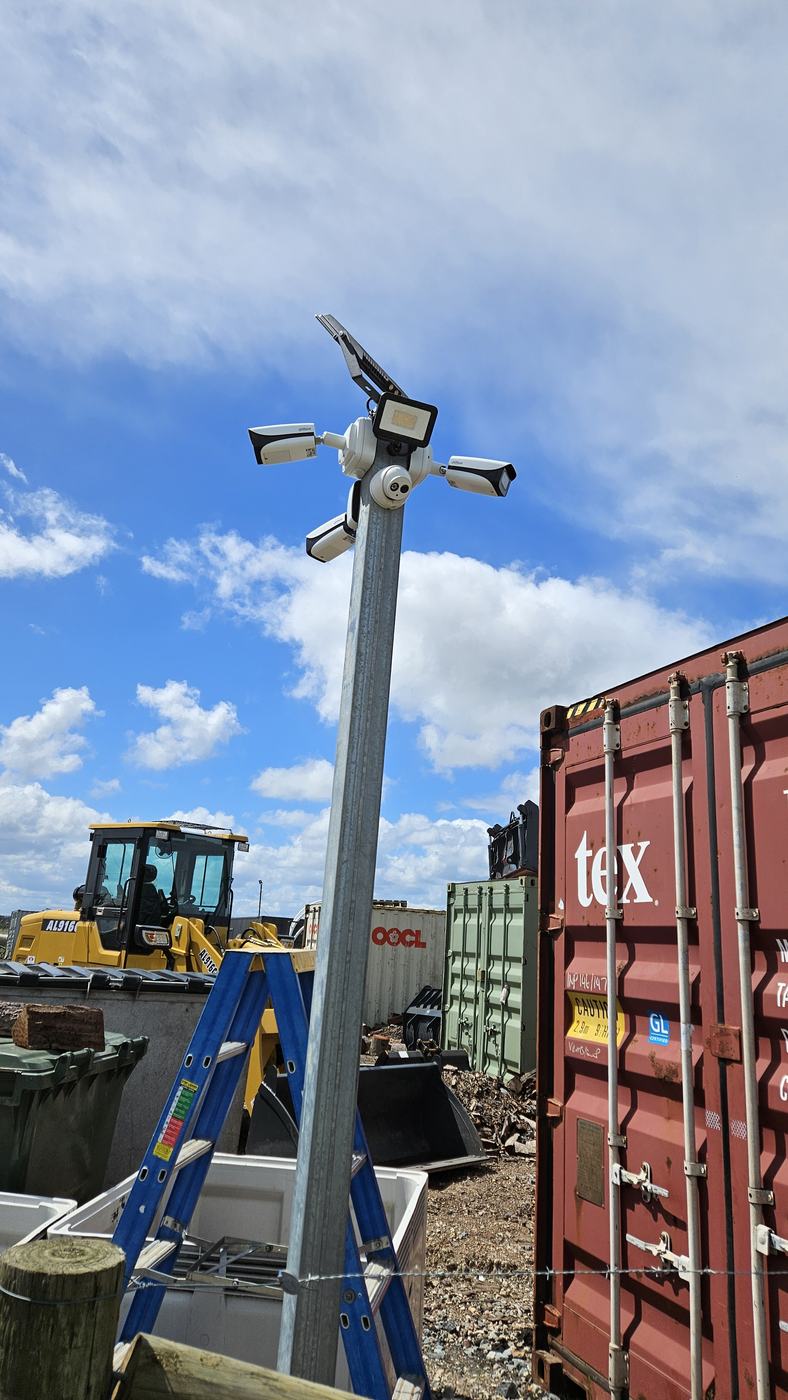 CCTV camera pole covering an industrial yard in Hallam