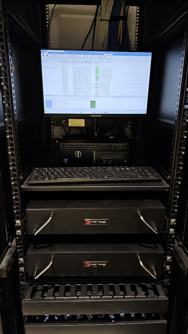 Secure server rack holding recorded security data