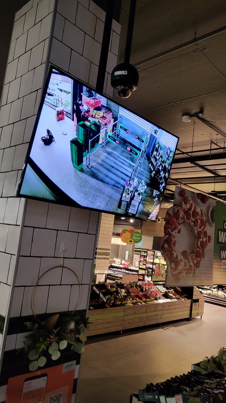 Live CCTV display screen inside a Melbourne retail store