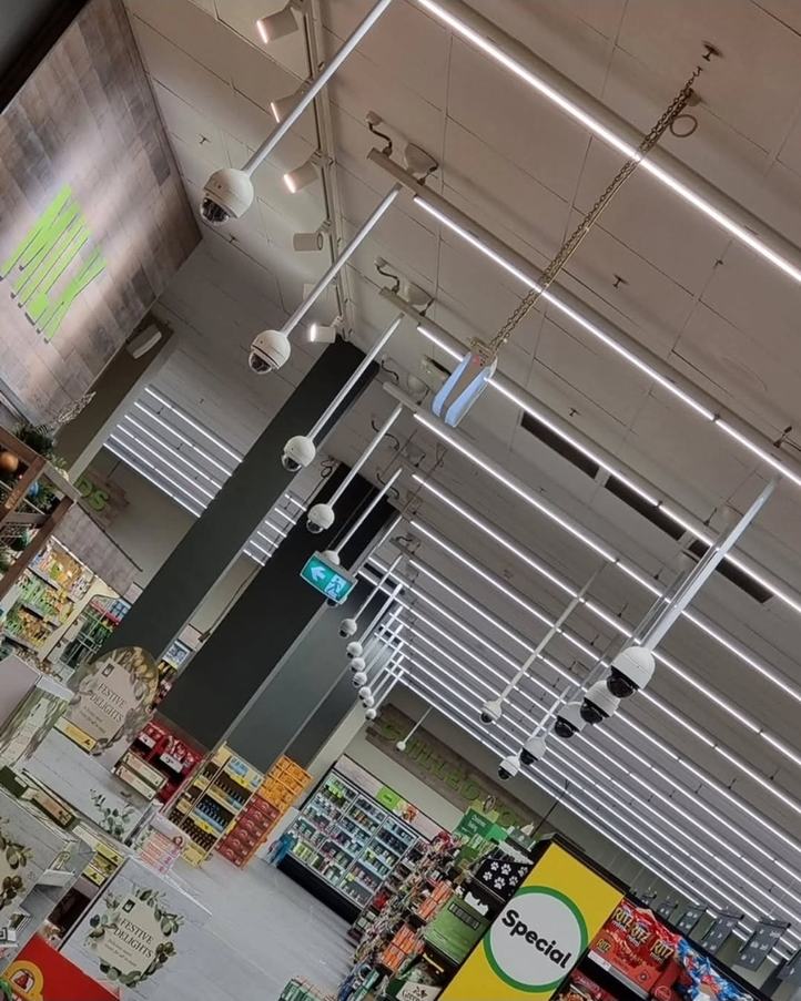 Nootz technician installing security cameras in a Melbourne retail store Nootz technician installing security cameras in a Melbourne retail store
