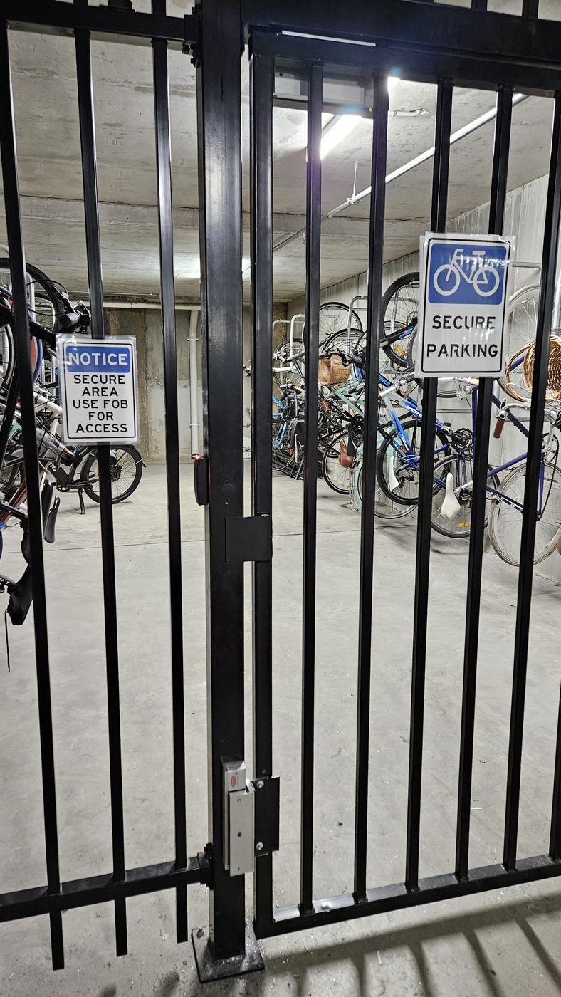 Access controlled secure bike store gate in a Melbourne apartment complex Access controlled secure bike store gate in a Melbourne apartment complex
