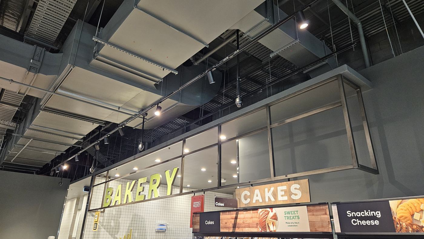 CCTV coverage over a supermarket bakery department