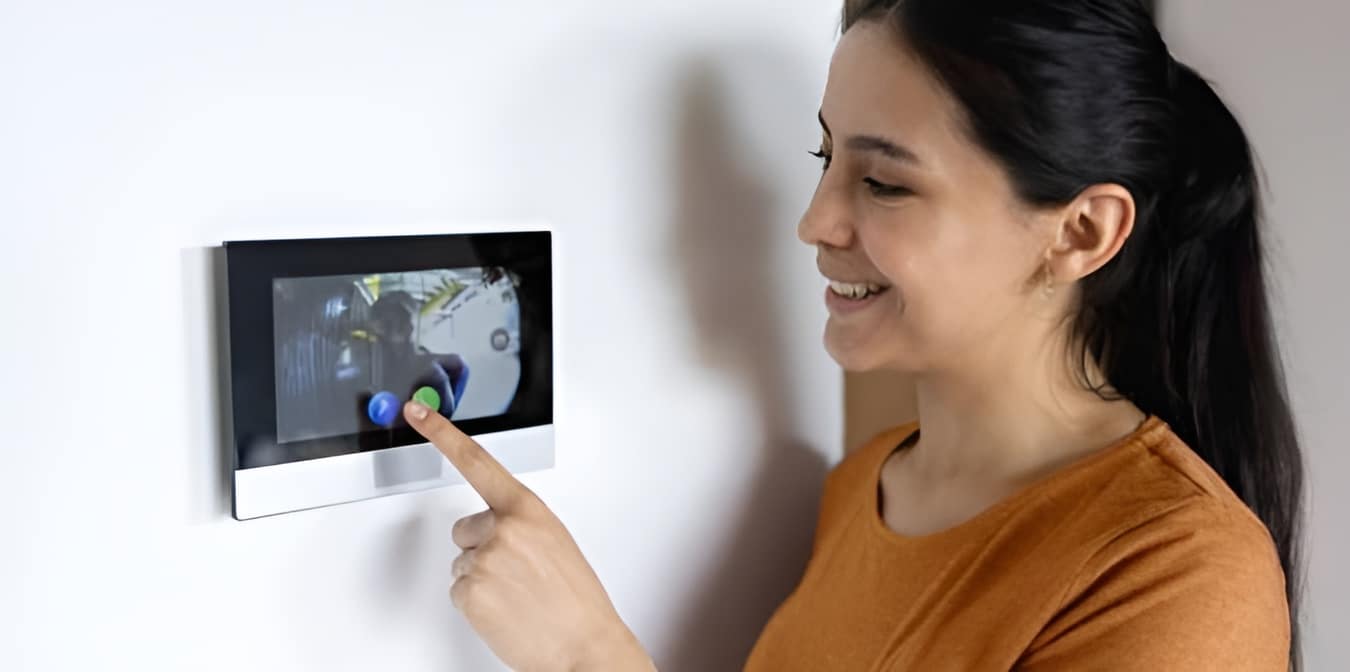 intercom in use at a business